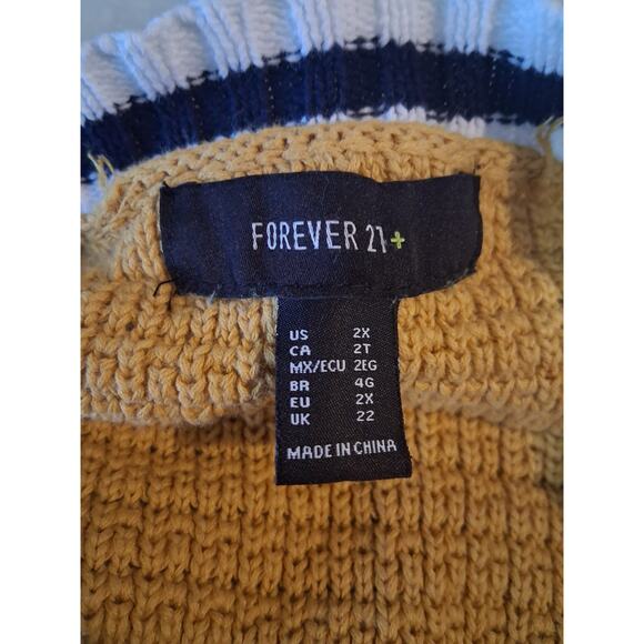 Forever 21 Cardigan 2X Mustard Yellow Light Academia Tennis Preppy Soriety - Picture 6 of 11